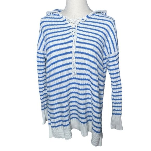 Aerie Small Knit Sweater Pullover Tops Long Tie Up Boho Indie Y2K White Cotton S - Picture 5 of 8